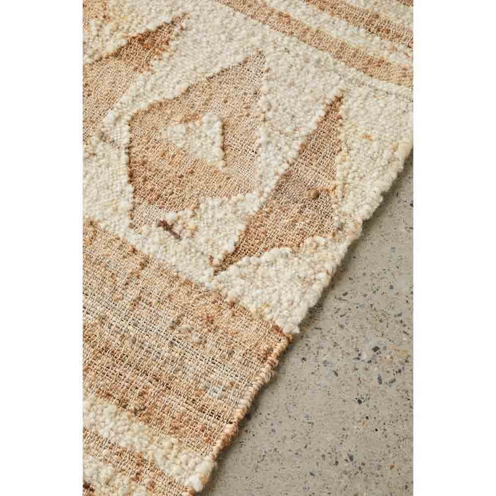 warm beige patterned jute bohemian rug detail image - House