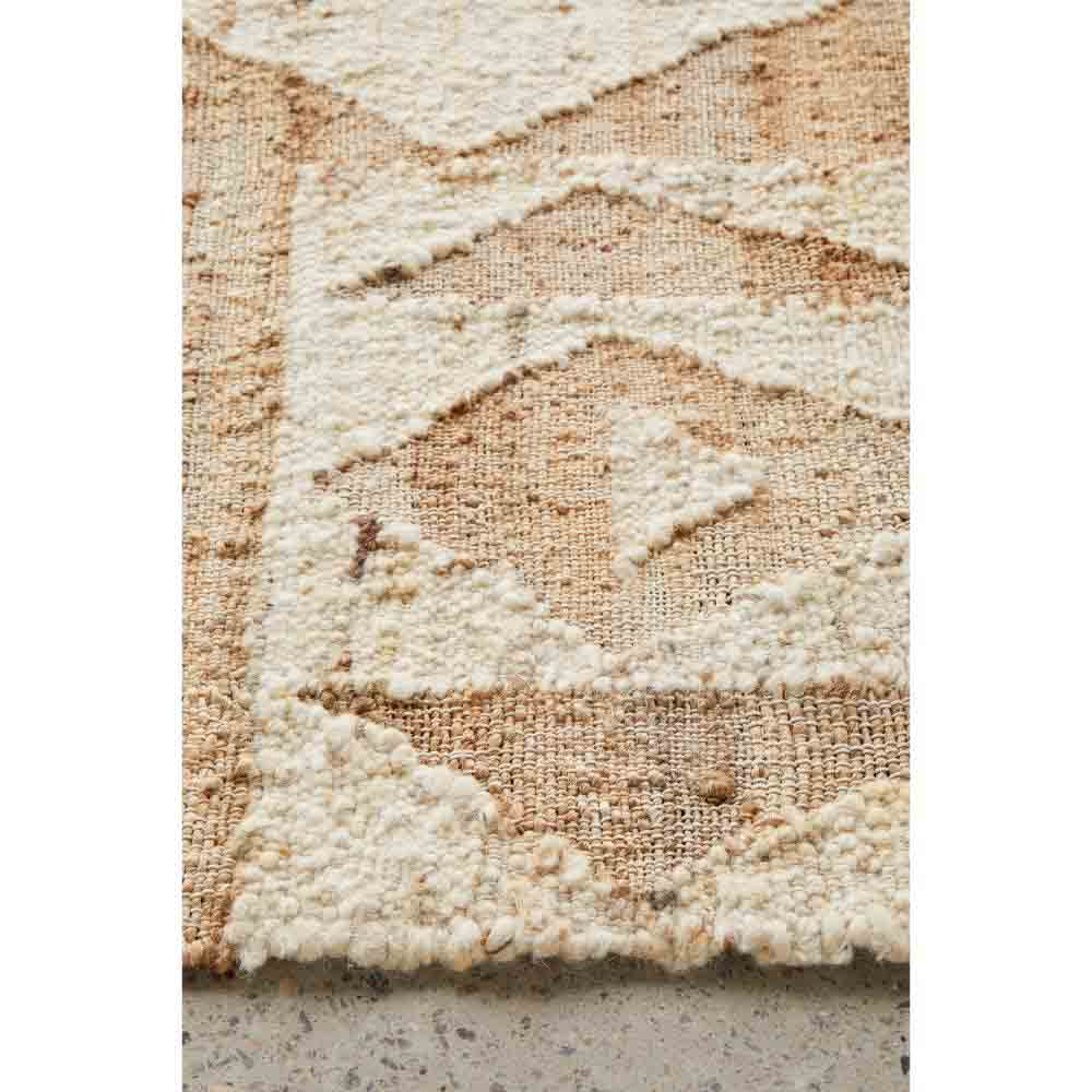 warm beige patterned jute bohemian rug detail image - House