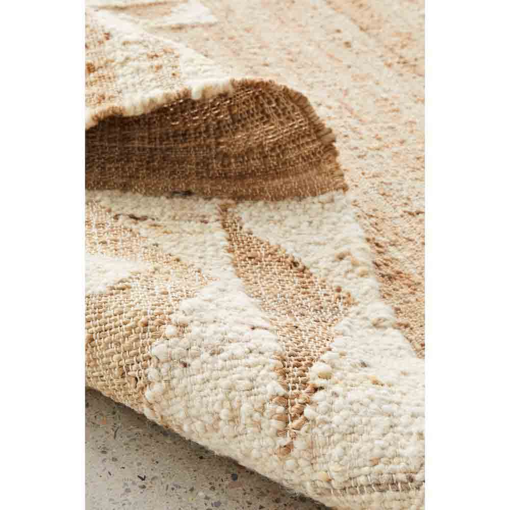 warm beige patterned jute bohemian rug detail image - House