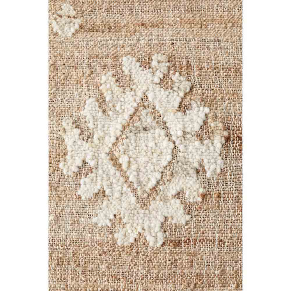 beige diamond motif bohemian jute wool rug - House