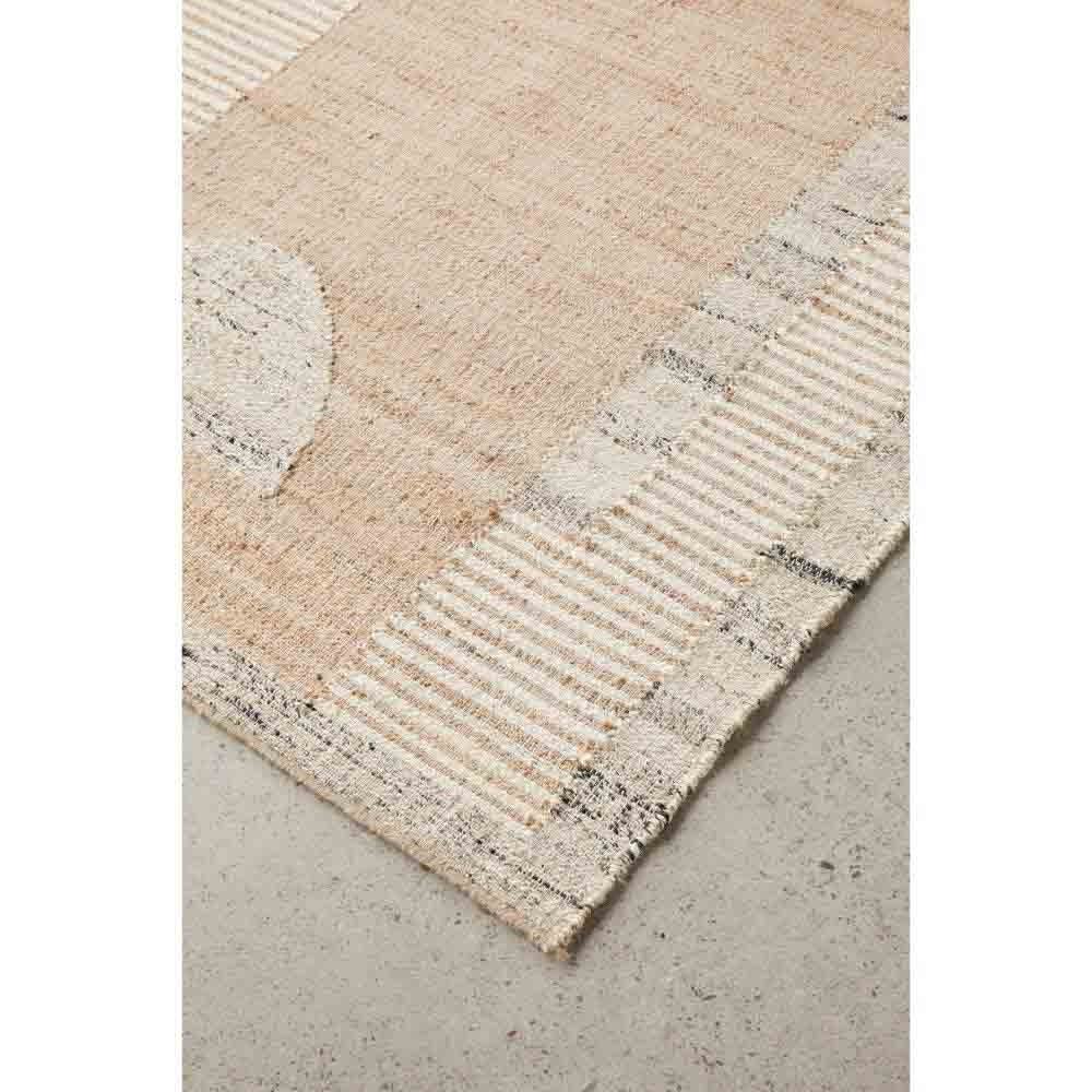 warm beige abstract jute wool rug detail image - House