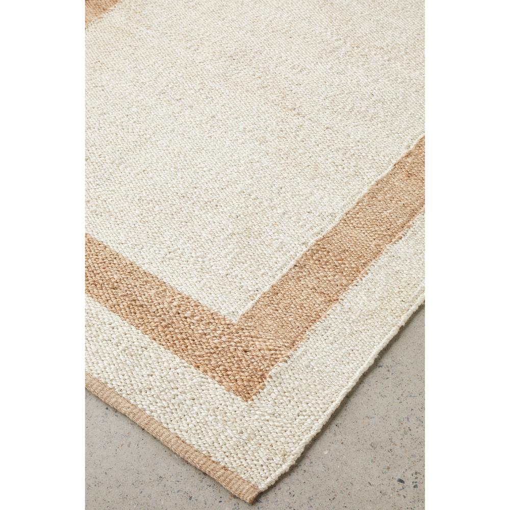 cream jute rug with beige border detail image - House