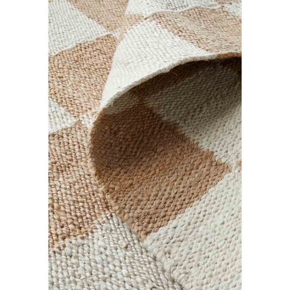warm beige checkboard jute rug detail image - House