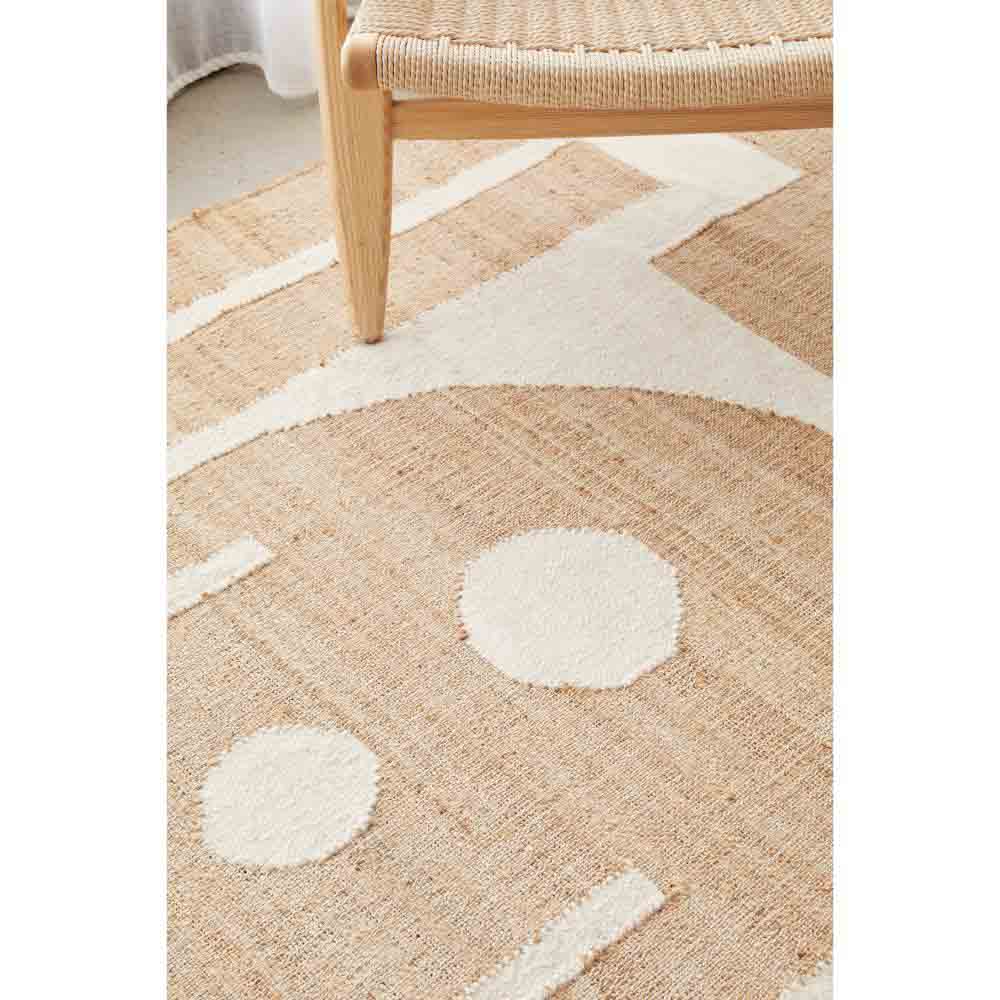 Natural beige wool jute bohemian rug with armchair - House