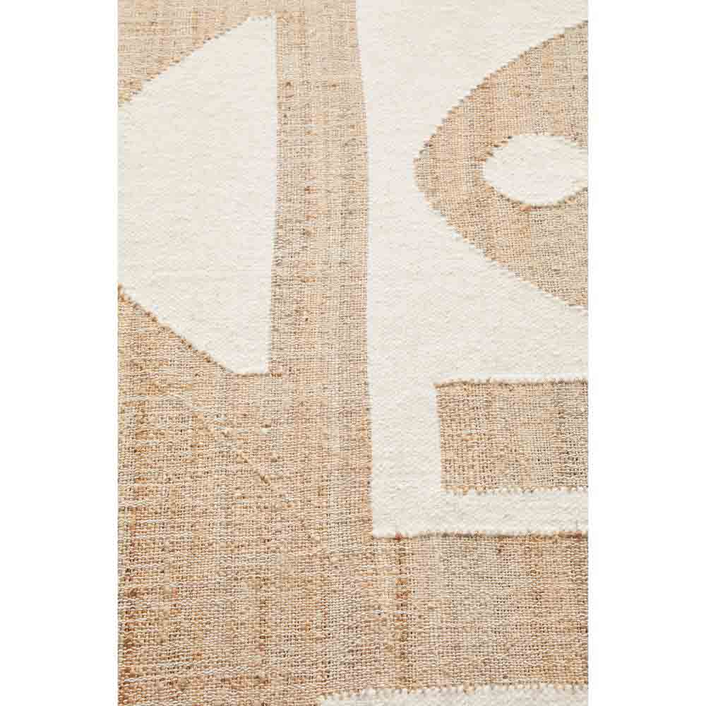 Natural beige wool jute bohemian rug detail image - House