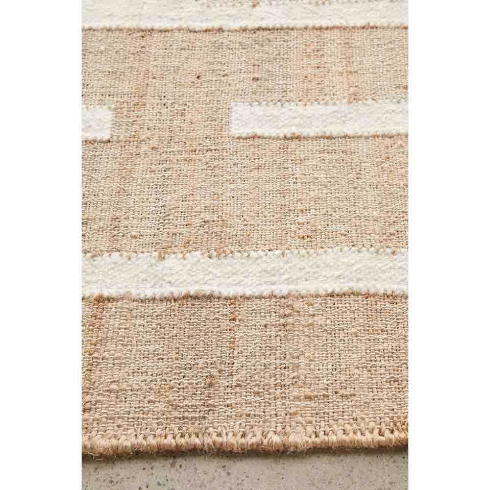 Natural beige wool jute bohemian rug detail image - House