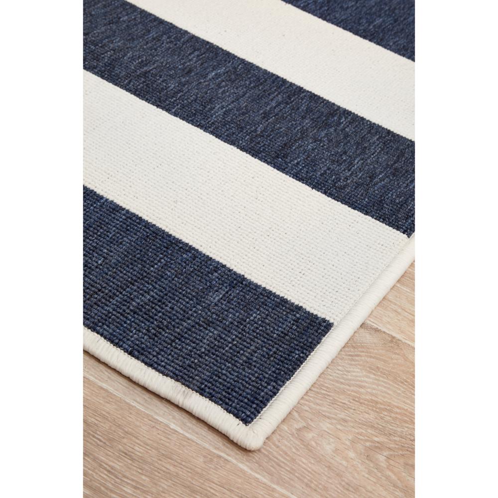 Blue and white stripe indoor/outdoor rug detail image - House