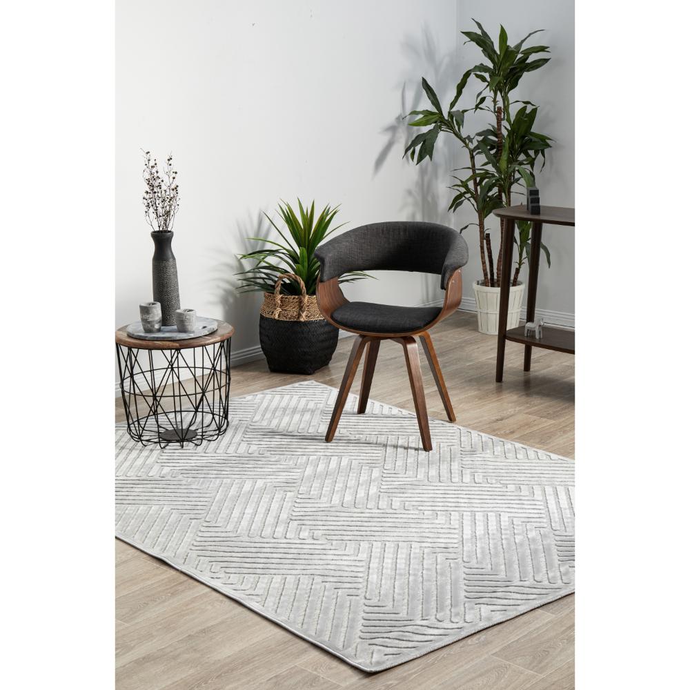 silver grey chevron rug in sitting area - House