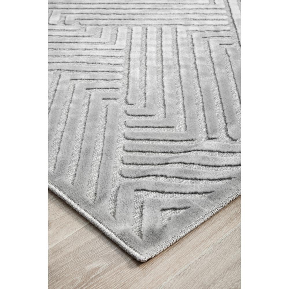 silver grey chevron patterned rug detail image - House
