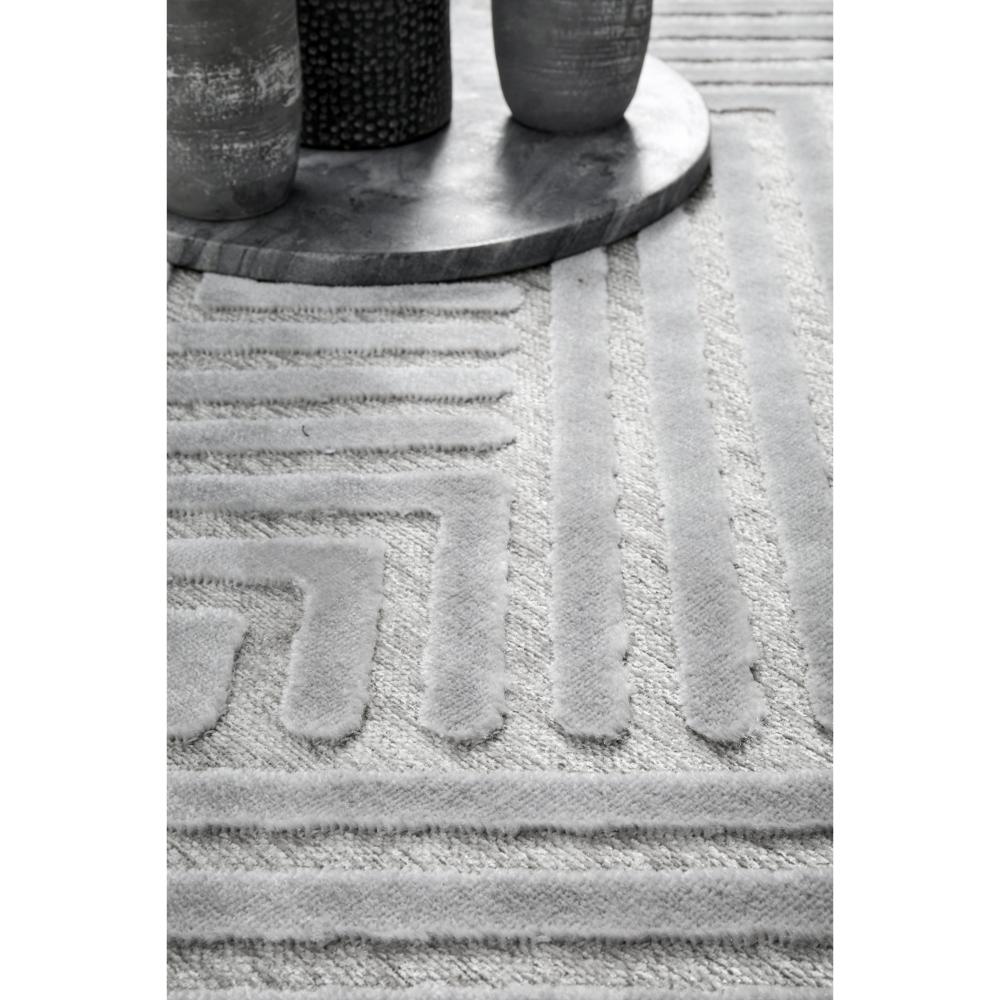 silver grey chevron patterned rug detail image - House