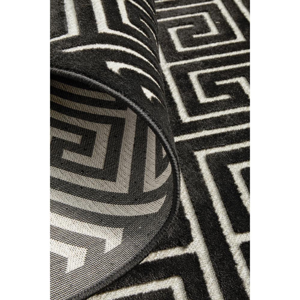 black and beige geometric swirl rug detail image - House
