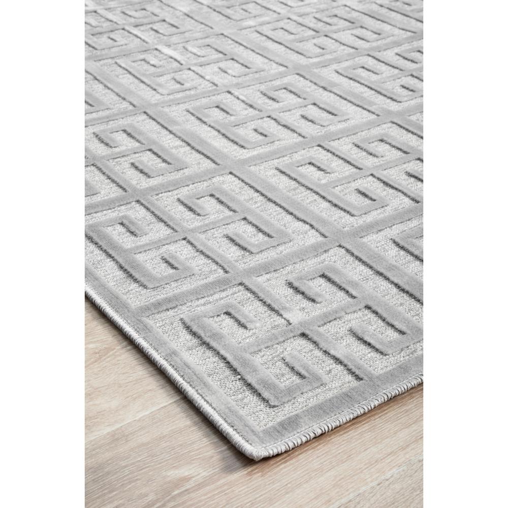 silver grey art deco tile rug detail image - House