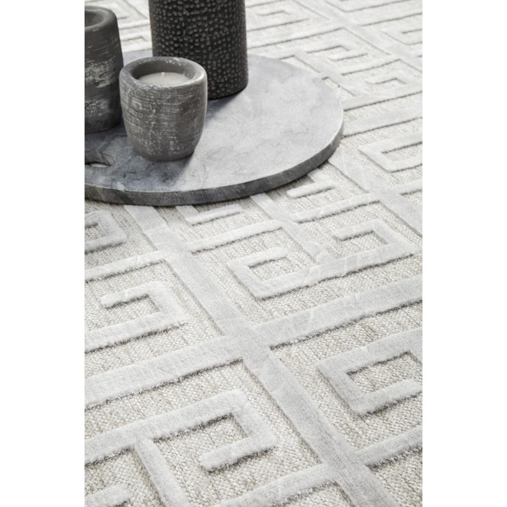 silver grey art deco tile rug detail image - House