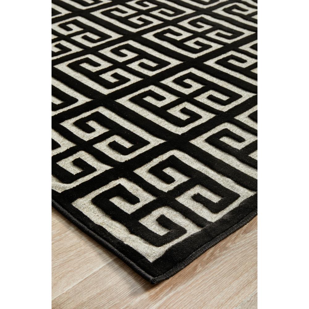 black and gold art deco tile rug detail image - House