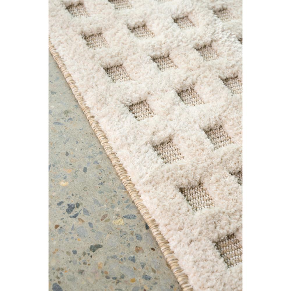 Natural beige small grid rug detail image - House