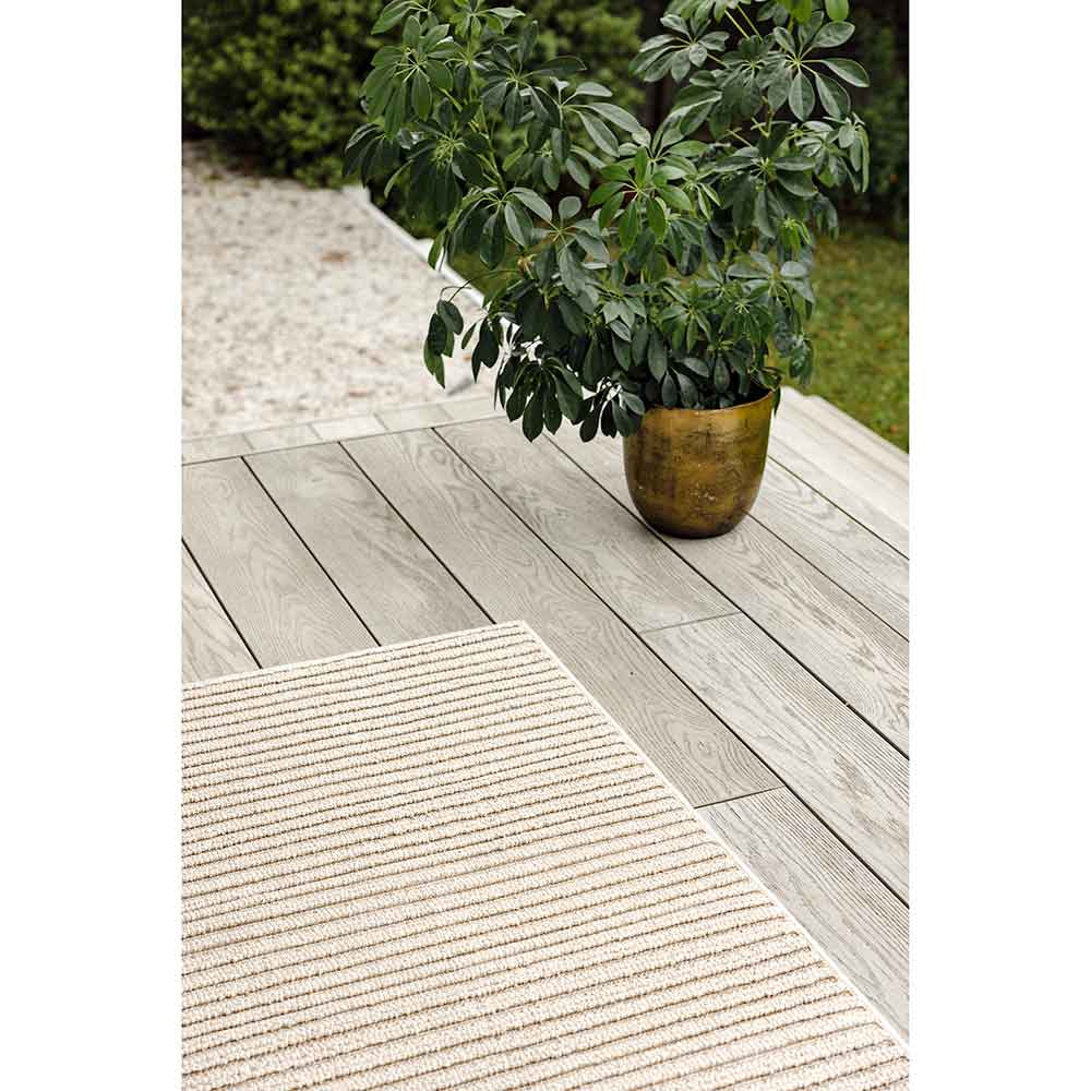 Darren Palmer Sandridge Indoor/Outdoor Runner in Taupe on outdoor patio at House
