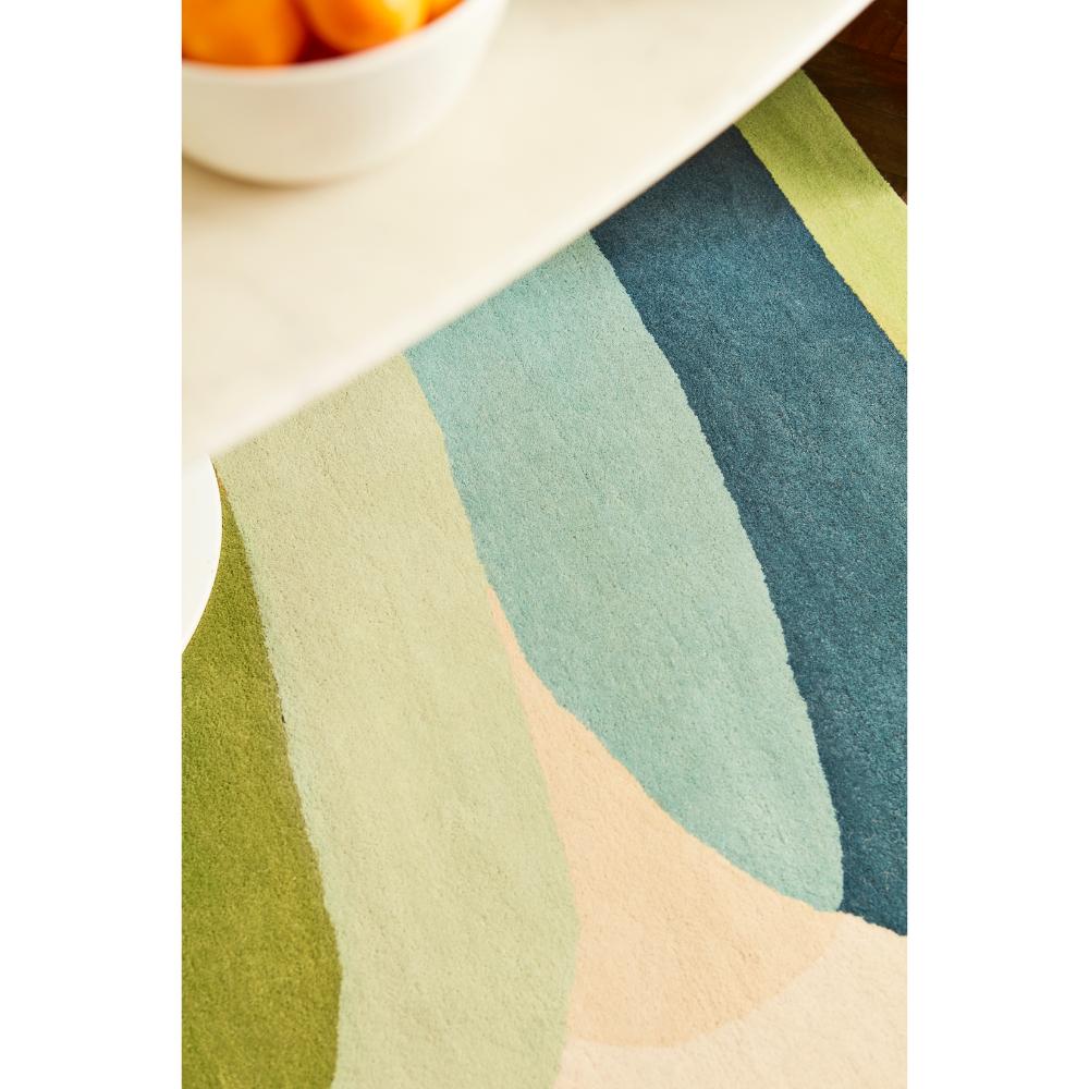 abstract circle green and blue Wool Rug - House