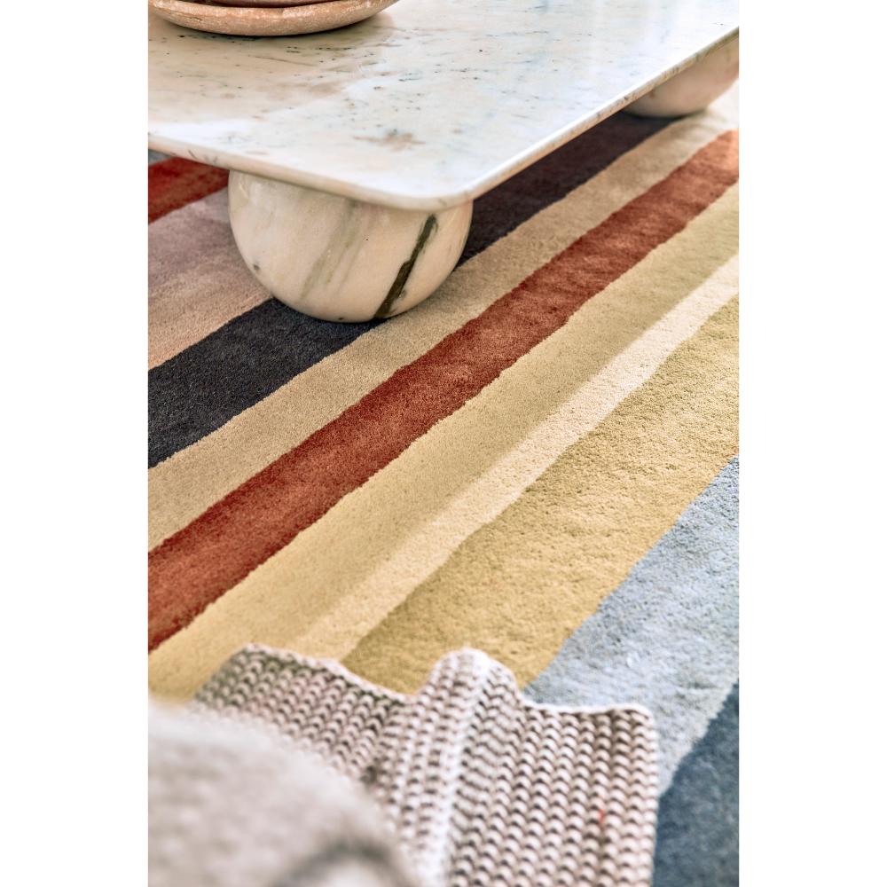 Multicolour Stripe Wool Rug with coffee table - House