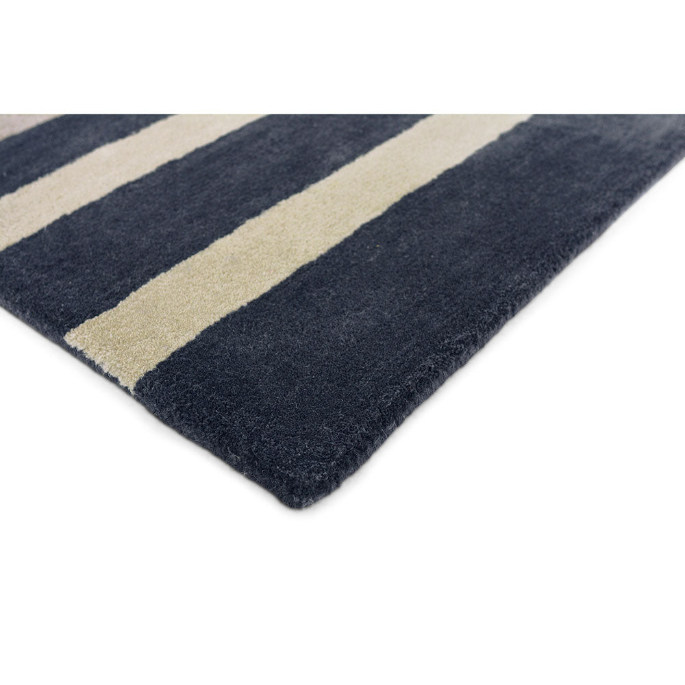 Blue Multicolour Stripe Wool Rug detail image - House