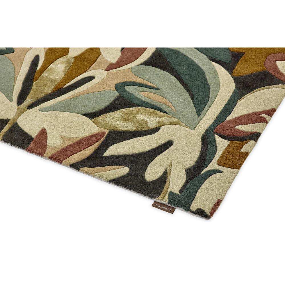Green and burgundy Floral Wool Rug detailed image - House