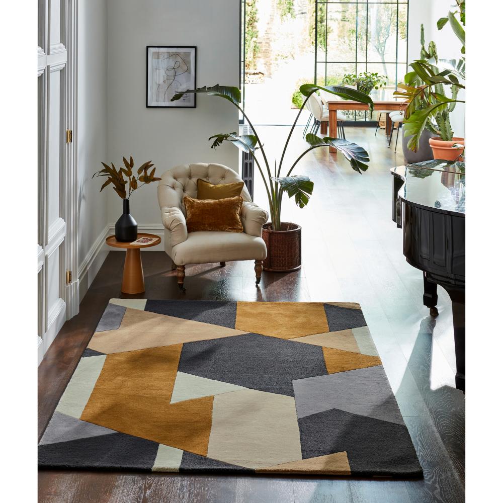 abstract Wool Rug with long view of a house to outside - House