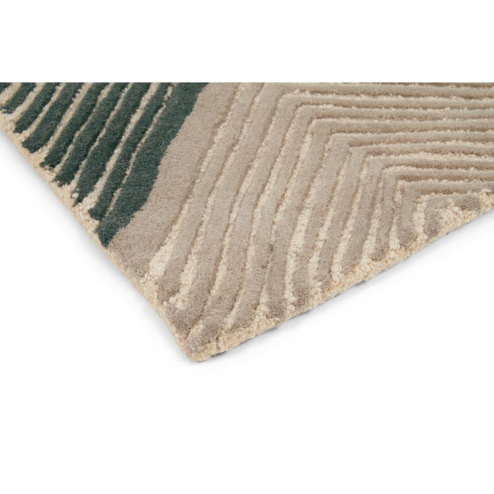 Abstract tan, grey and yellow wool rug detailed image - House