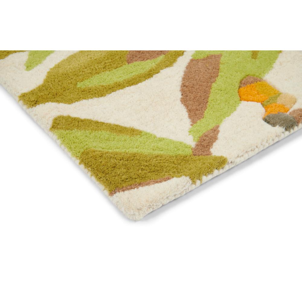 yellow and green flower wool rug detailed image - House