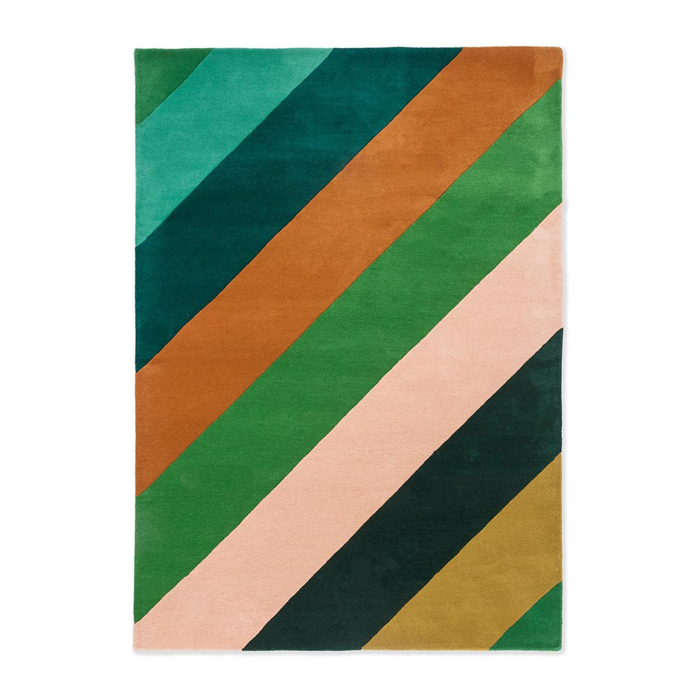 Harlequin X Sophie Robinson Sherbet Stripe Rug Emerald/Amber - House