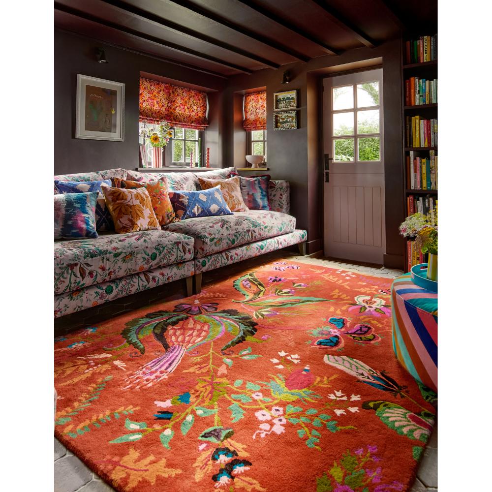 Harlequin X Sophie Robinson Wonderland Floral Rug Amber/Lapis