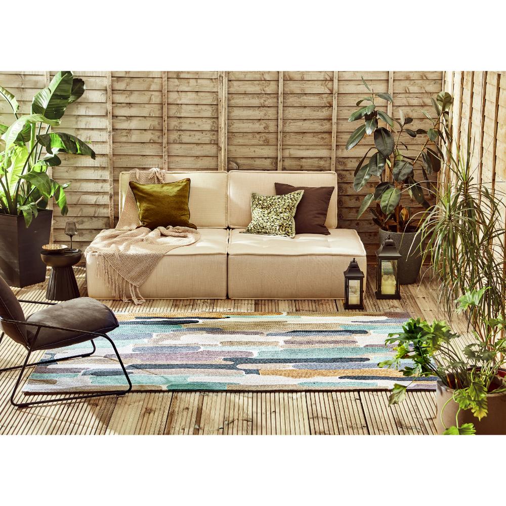 Blue Green Indoor/Outdoor Rug in outdoor seating area - House