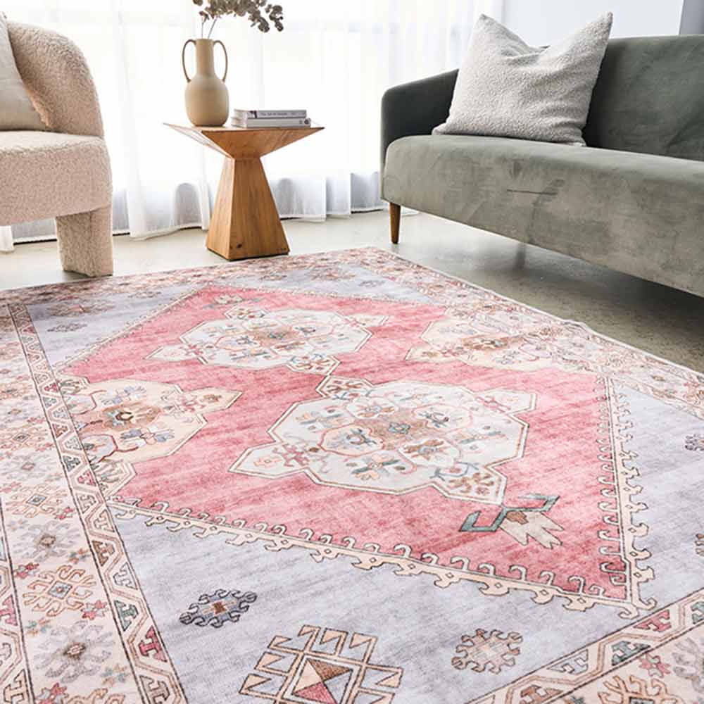 Rug Culture Revive Washable Avril Pet Friendly Rug Rose