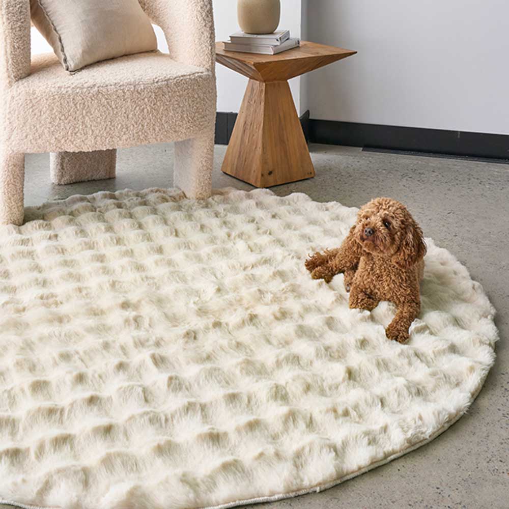 Rug Culture Bubble Round Washable Rug Cream