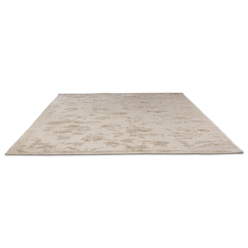 natural beige flower embossed rug - House