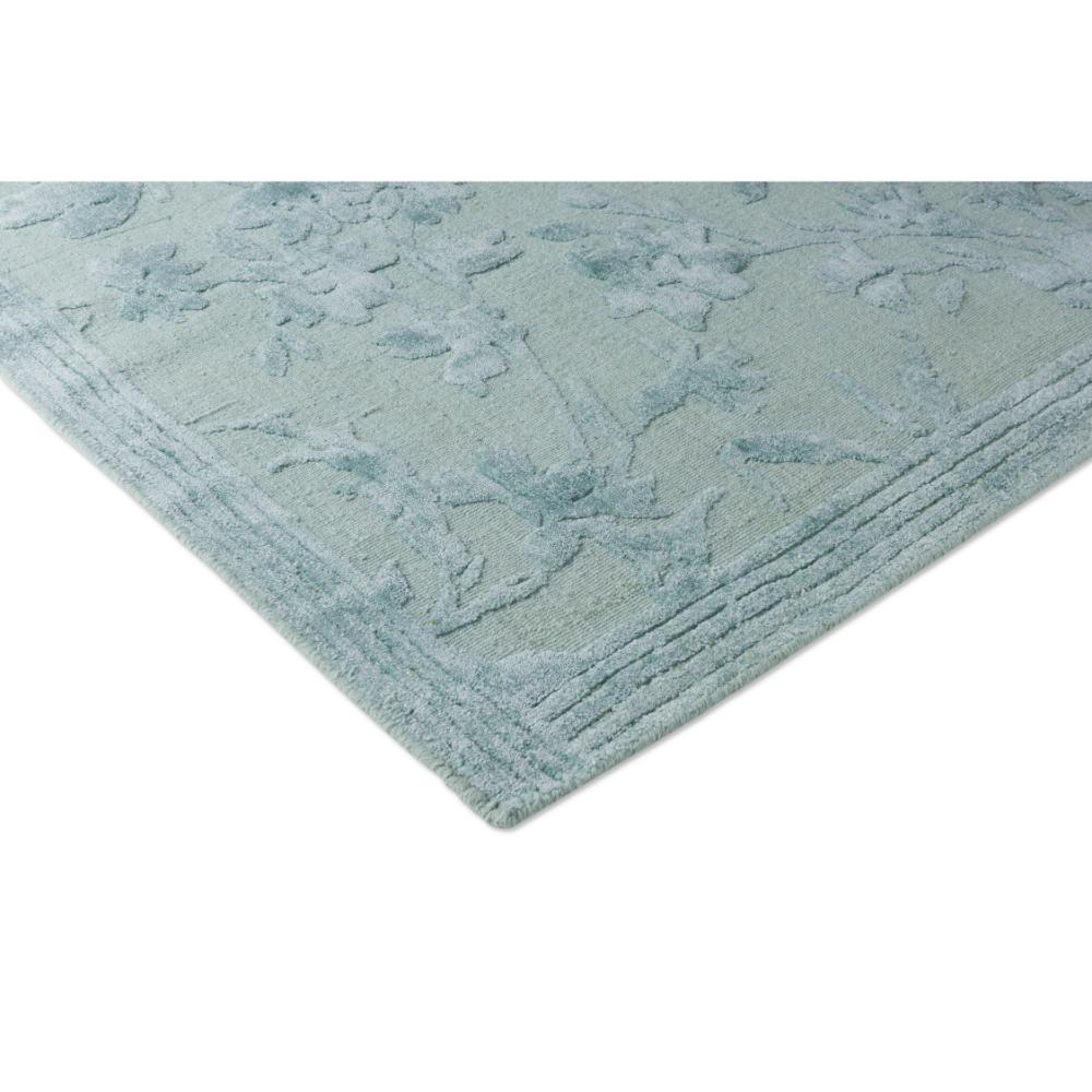 sage green flower embossed rug detail image - House