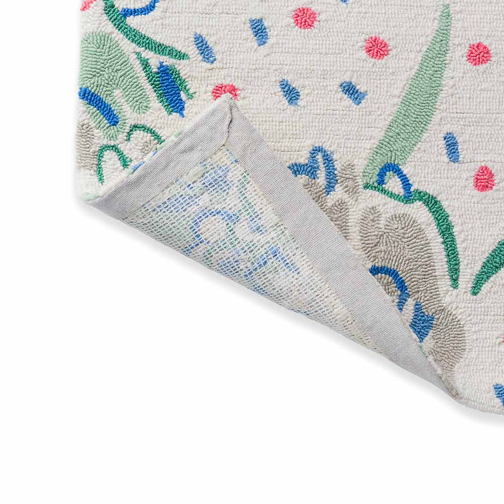cream floral indoor/outdoor rug detailed image - House