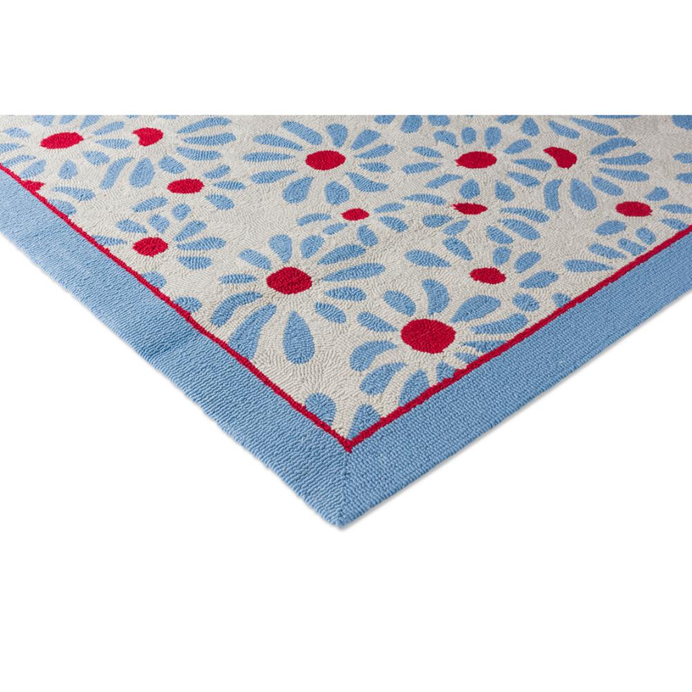 Blue daisies indoor/outdoor rug detailed image - House