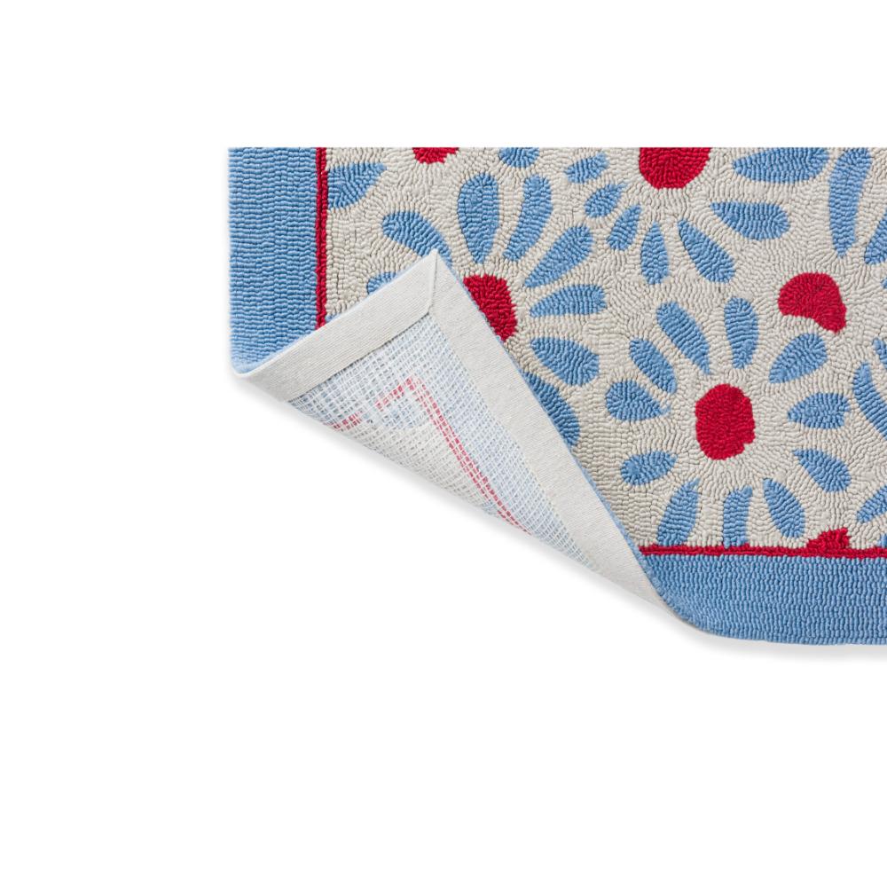 Blue daisies indoor/outdoor rug detailed image - House