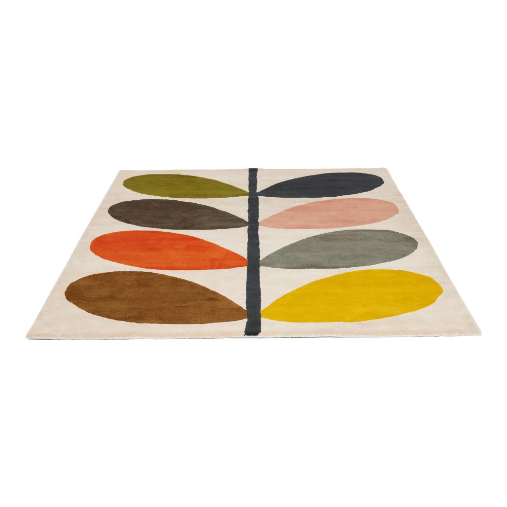 multi coloured long stem flower wool rug angled image - House