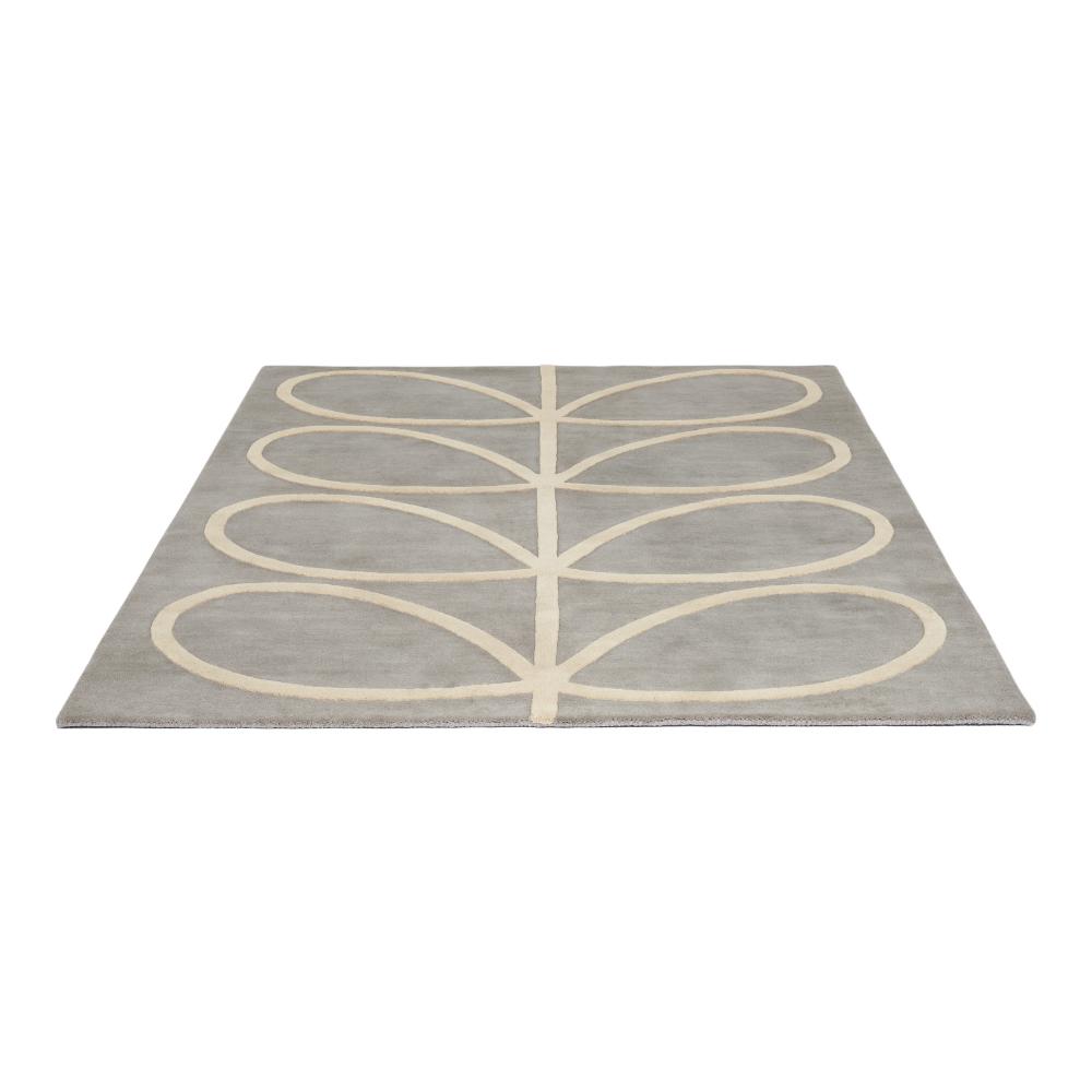 grey and white flower wool rug angled image - House