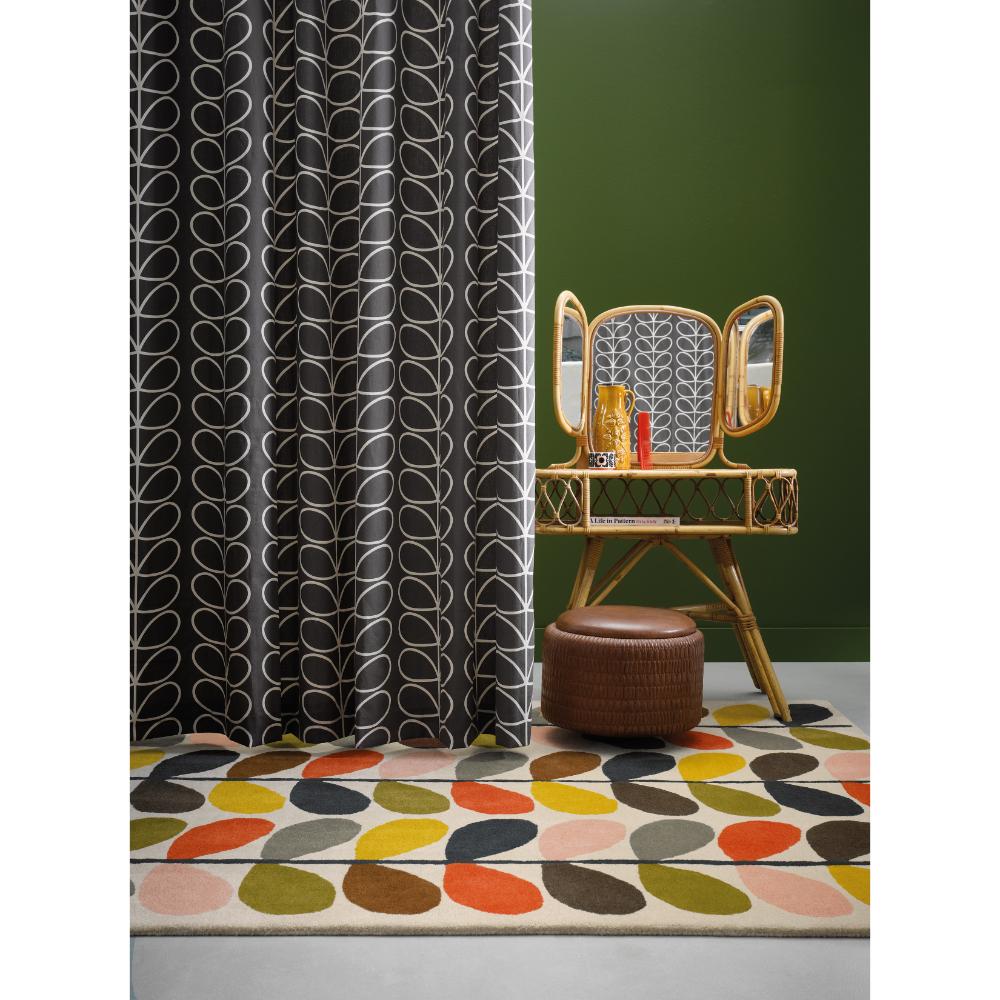 multi flower stem wool rug in powder with coordinating curtain - House 