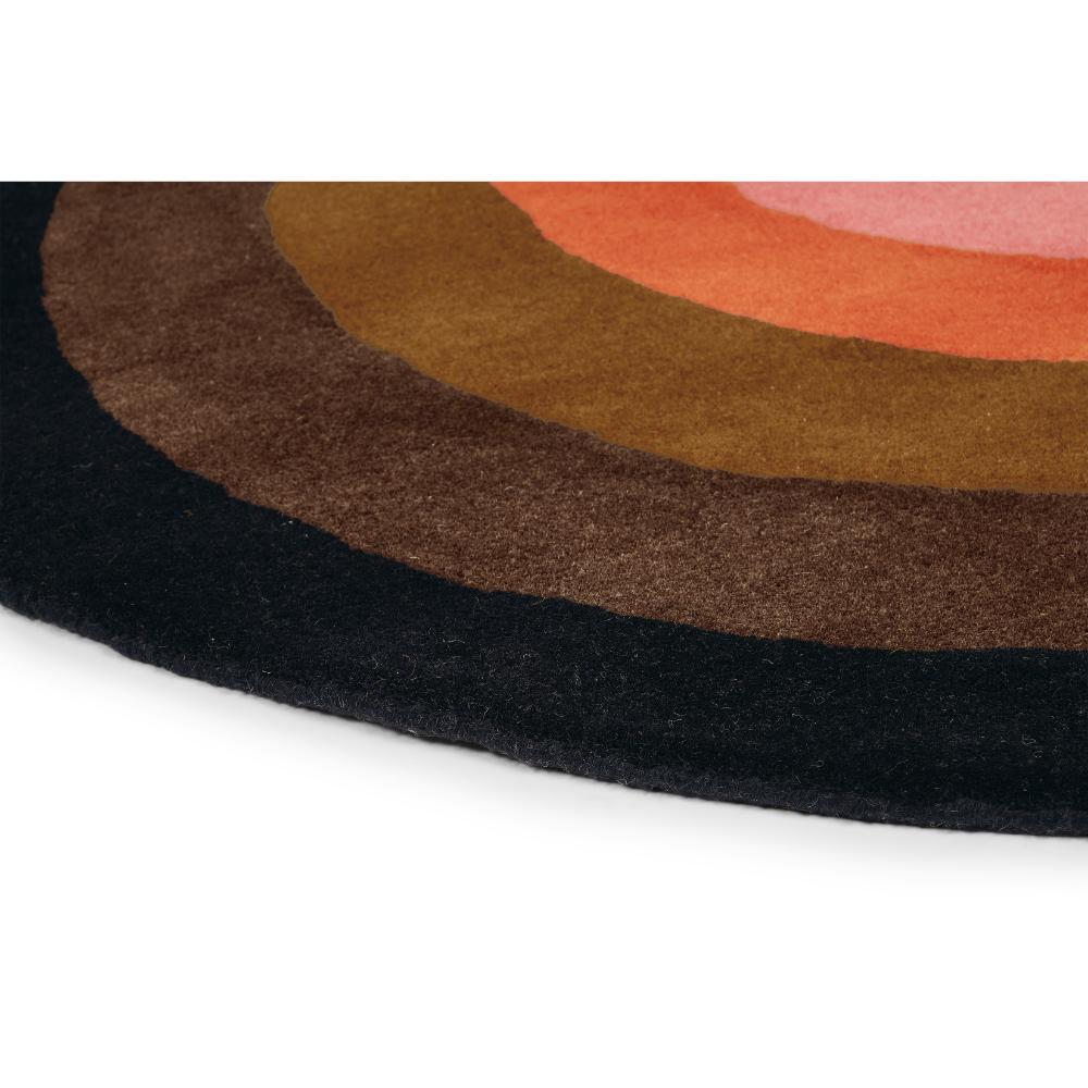 pink and brown flower round wool rug  - House