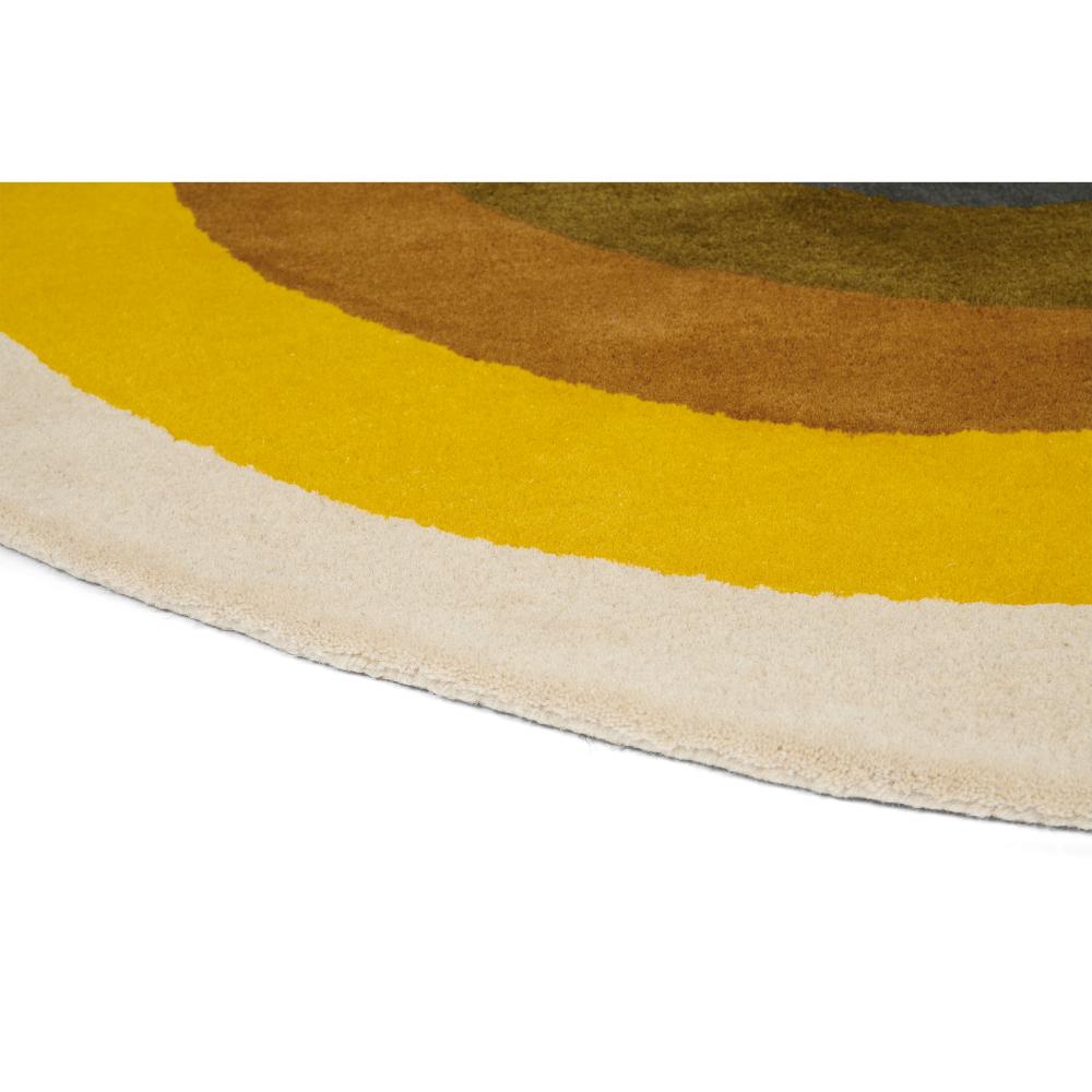 yellow and beige flower round wool rug  - House