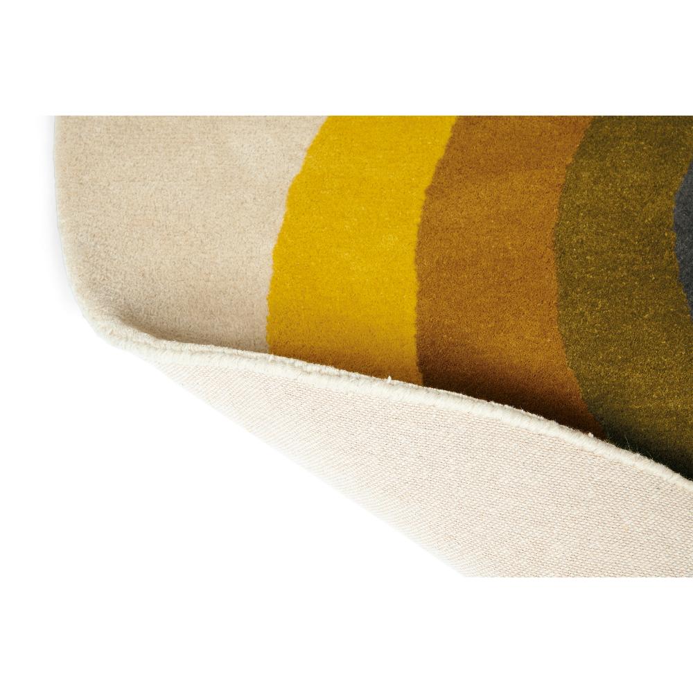 yellow and beige flower round wool rug  - House