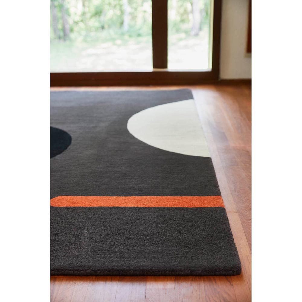Geo Flower Wool Rug Grey by the window - House
