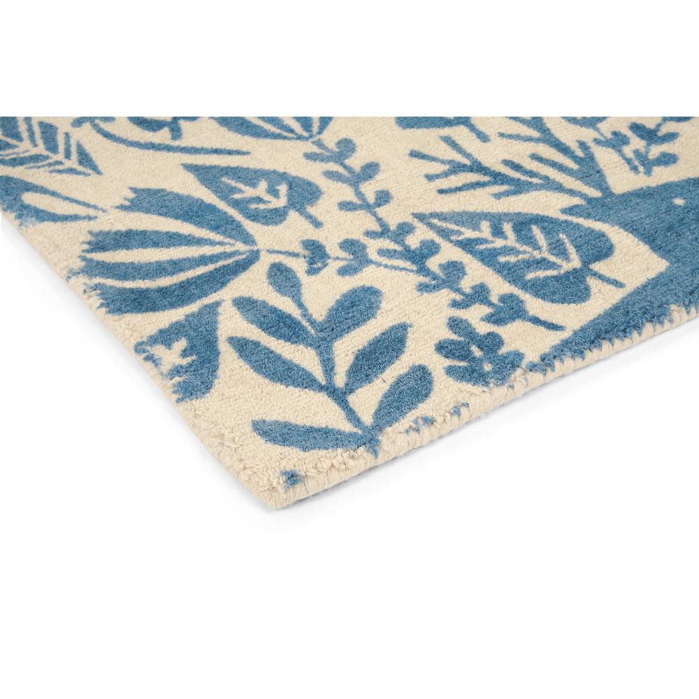 blue printed woodland creatures wool rug detailed image - House
