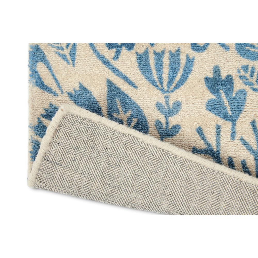 blue printed woodland creatures wool rug detailed image - House