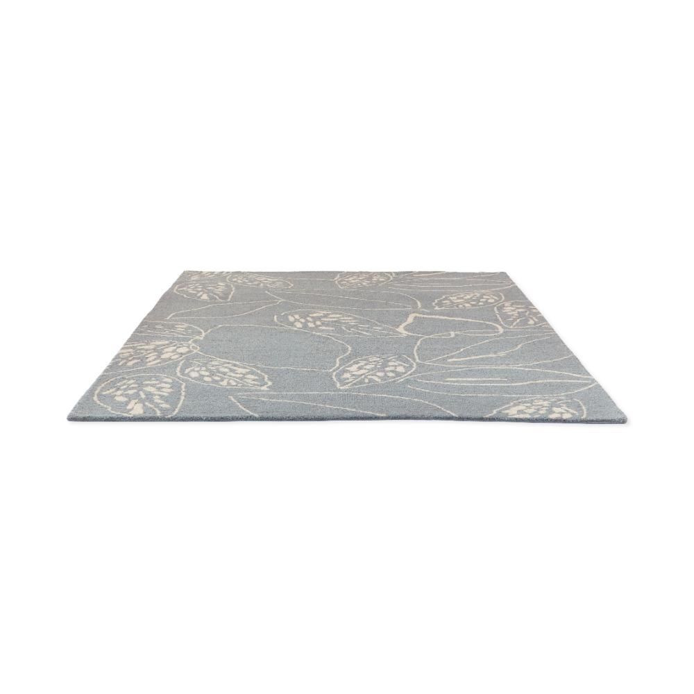 blue leaf wool rug angled image - House