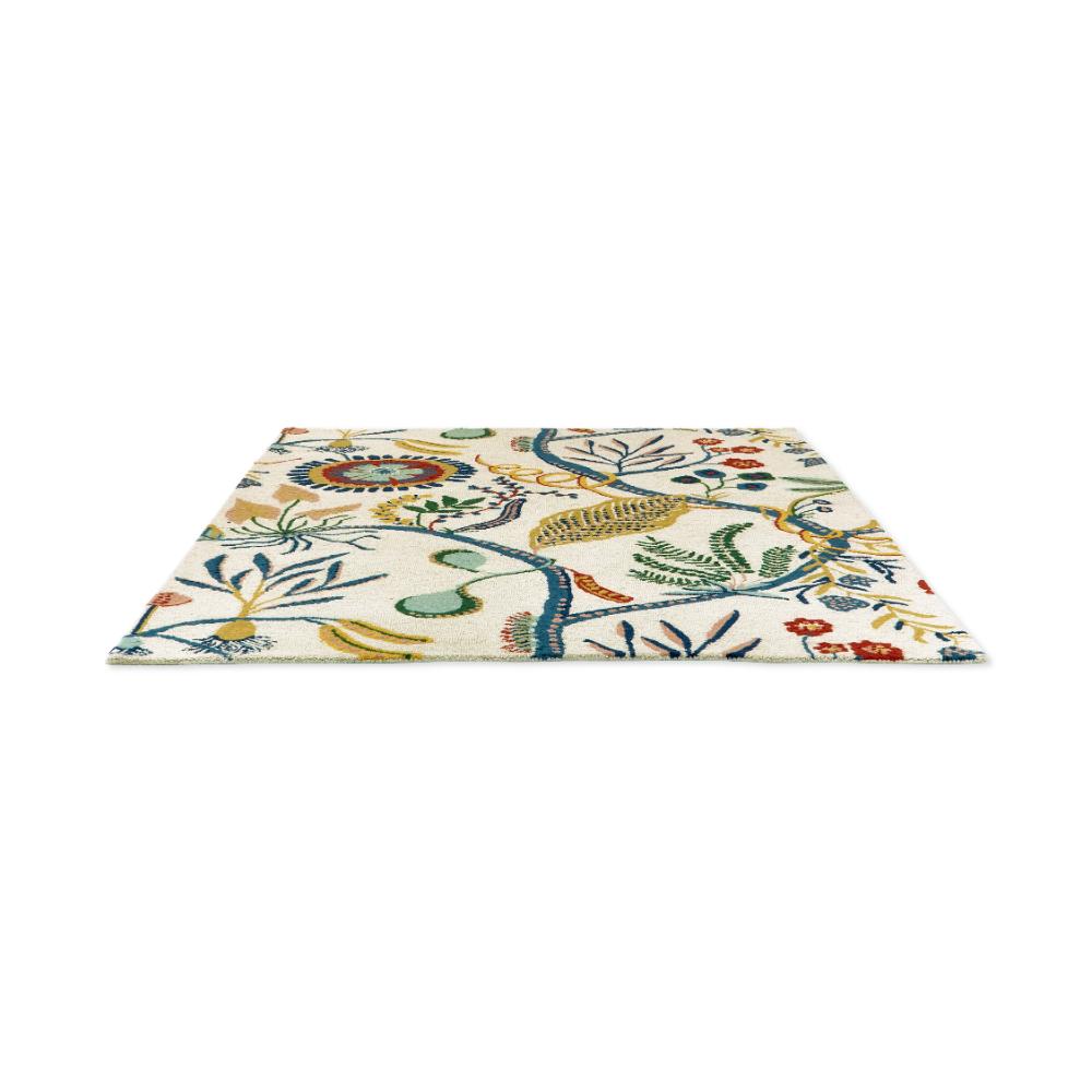 multicolour floral wool rug angled image - House