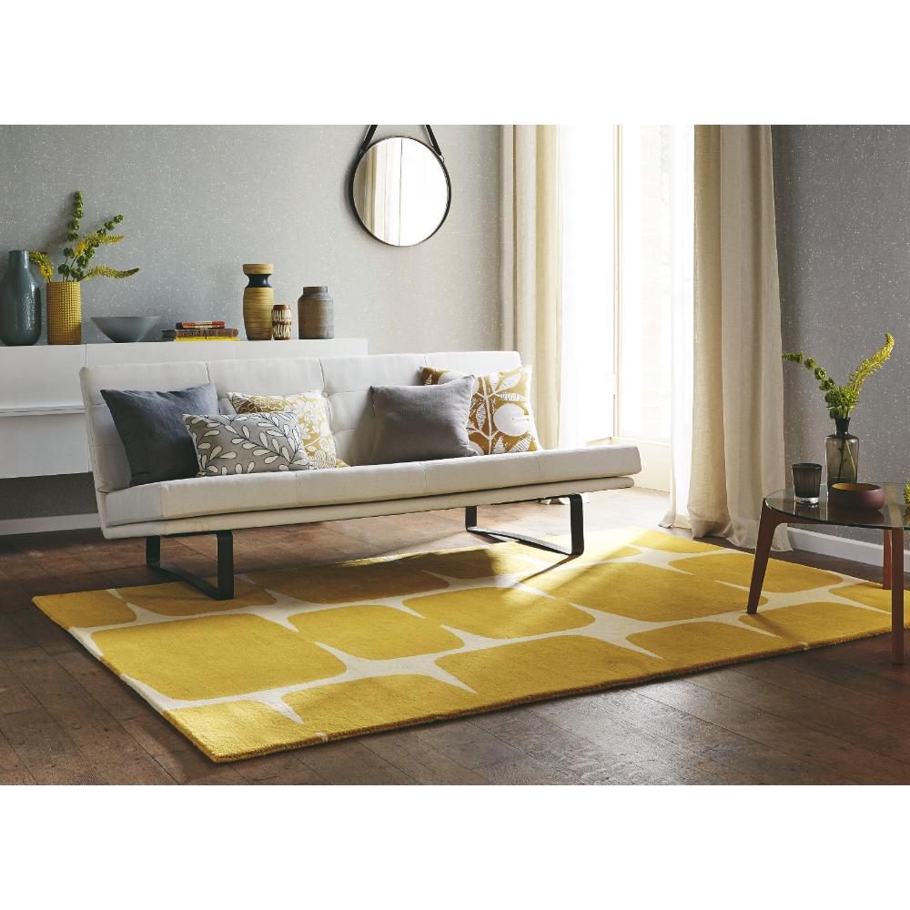 yellow honeycomb design wool rug in modern loungeroom - House