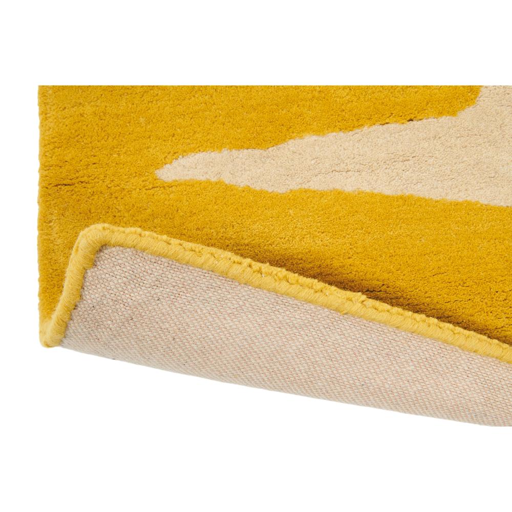 yellow honeycomb design wool rug detailed image - House